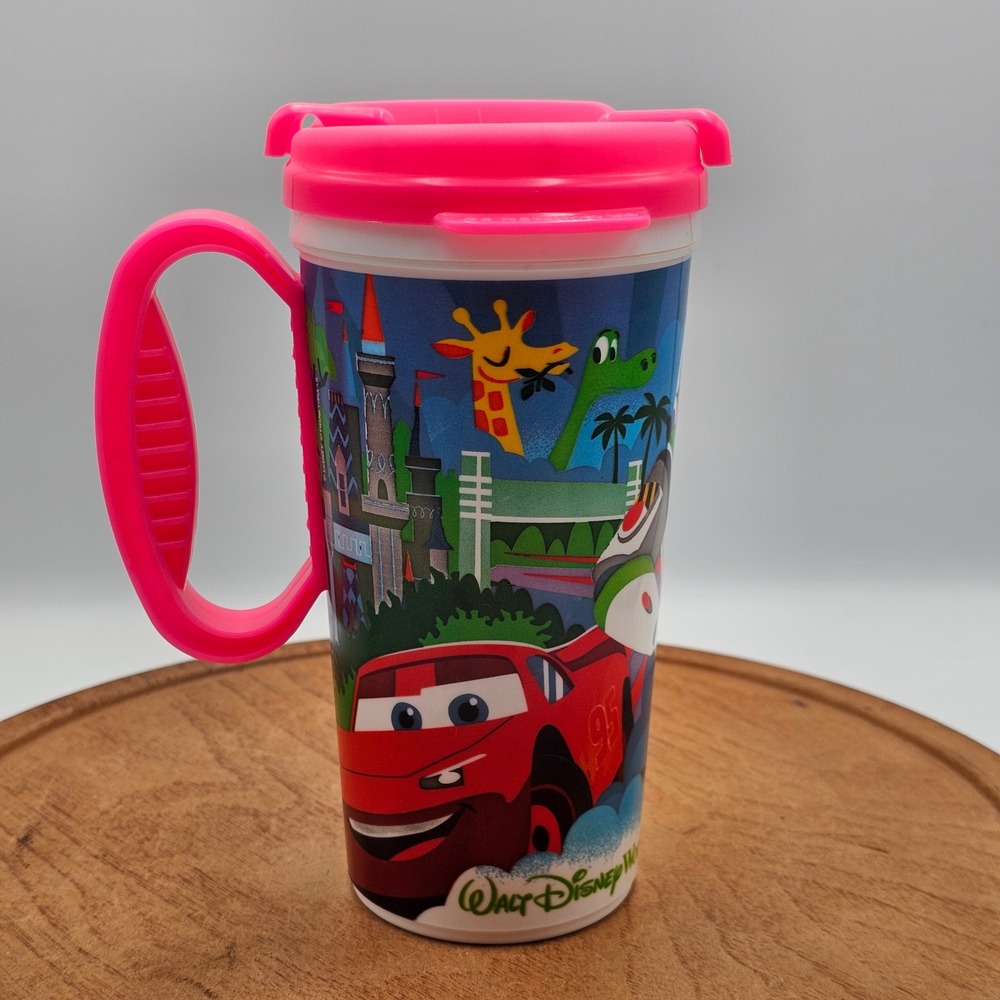Disney World Travel Mug Whirley Pixar Pink Handle Tumbler Plastic 16oz SC-16 WDW